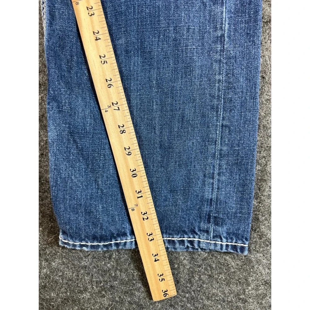True Religion Jeans Mens 36 Blue Straight Leg Natural Big T Y2K USA Streetwear